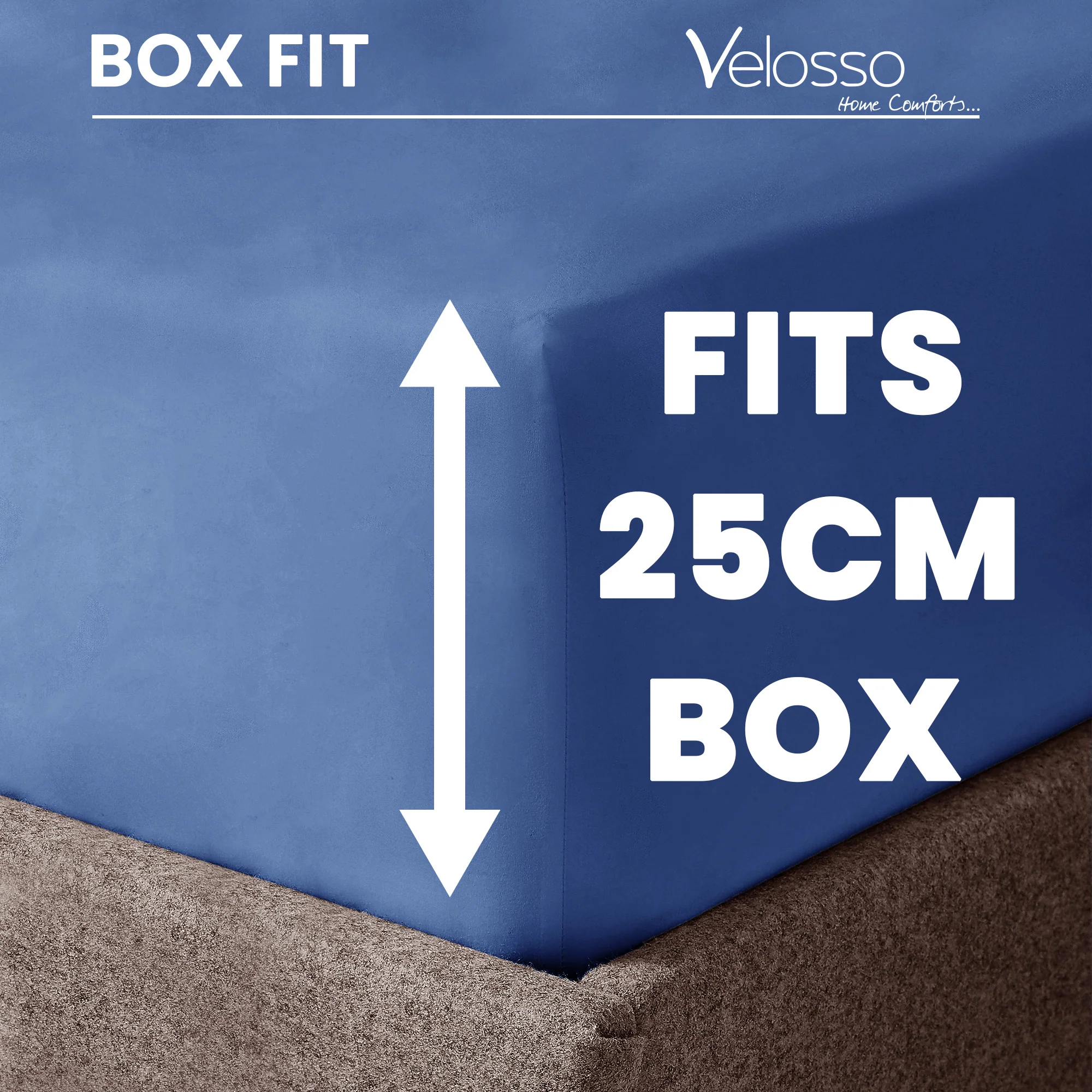 Velosso Super Soft Plain Blue Microfibre Fitted Sheet - Image 2