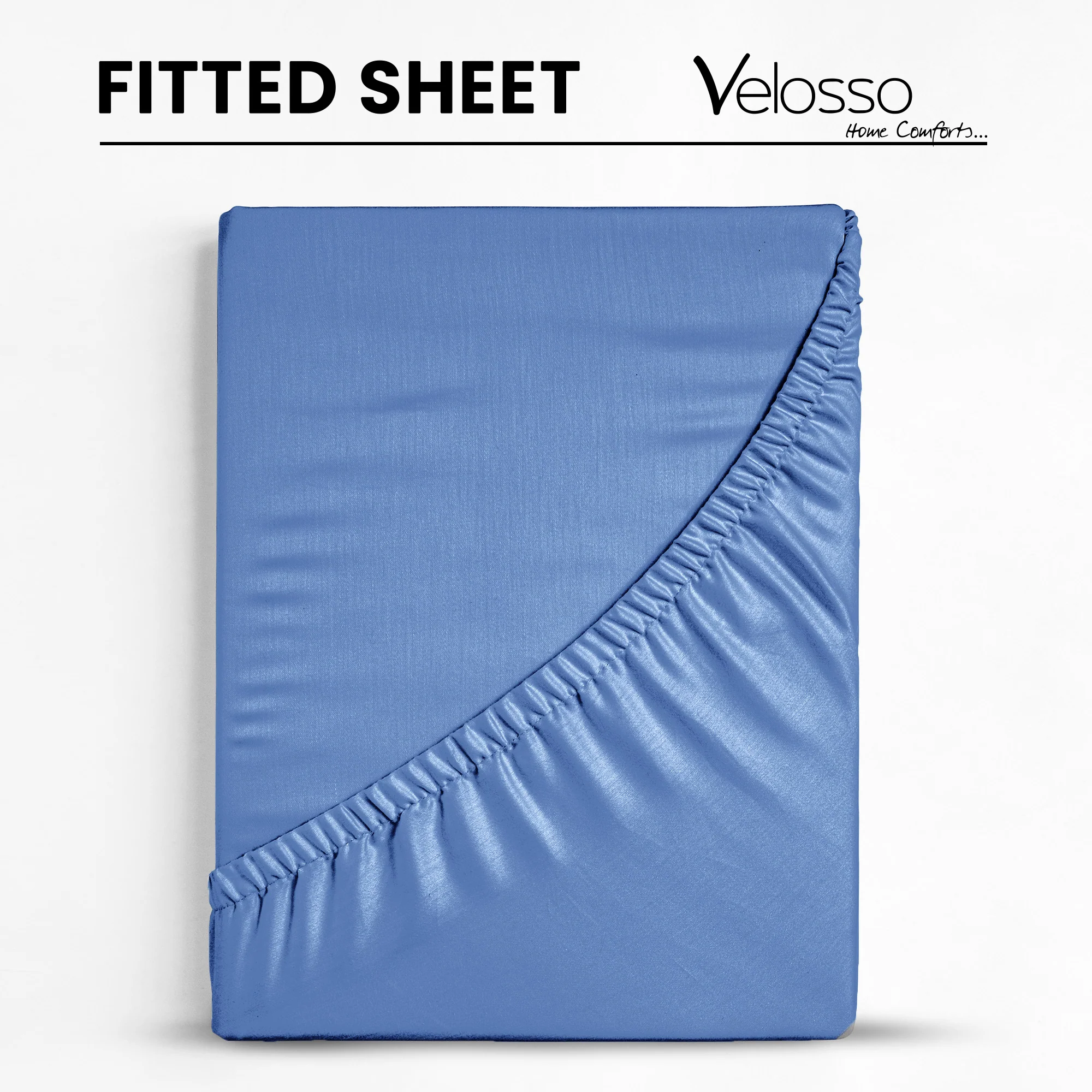 Velosso Super Soft Plain Blue Microfibre Fitted Sheet - Image 3