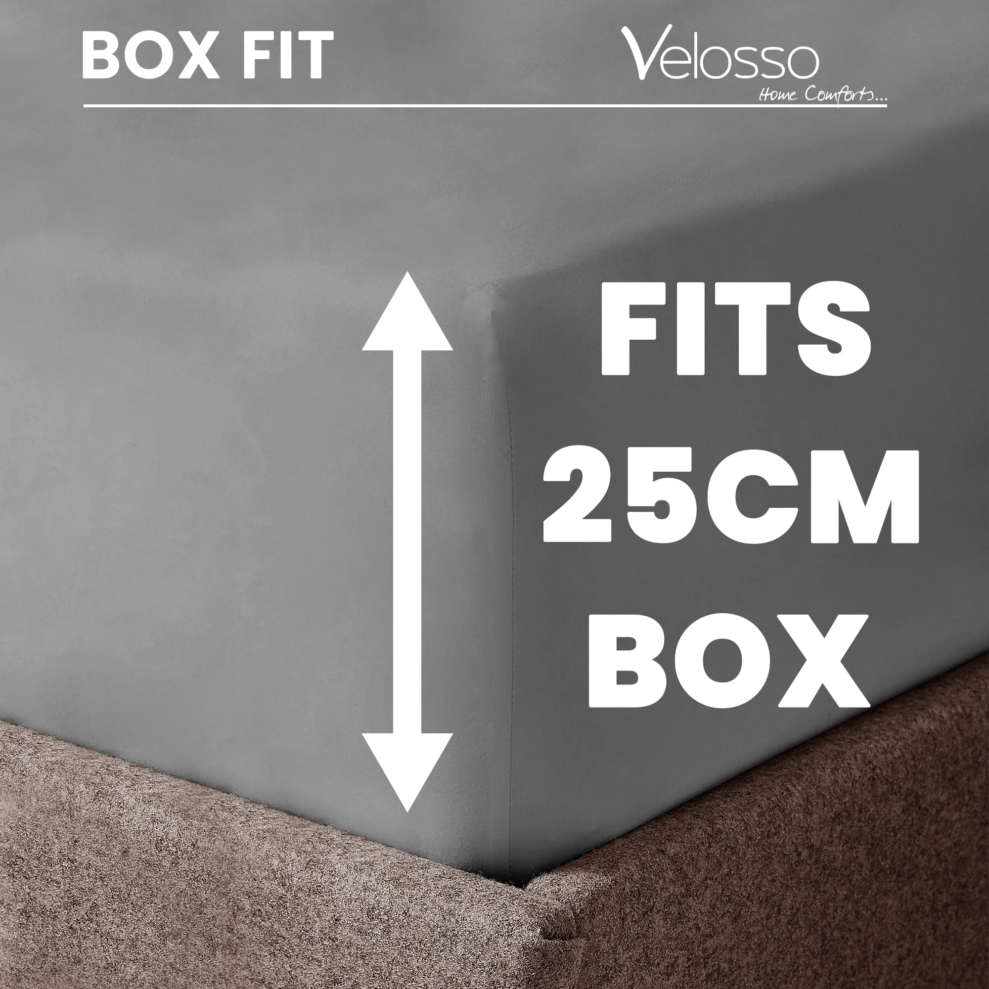 Velosso Super Soft Plain Grey Microfibre Fitted Sheet - Image 2