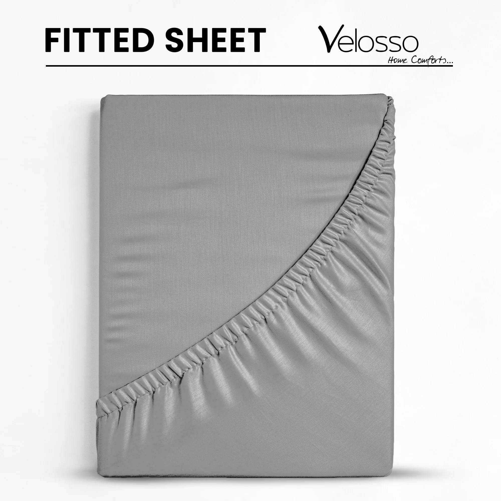 Velosso Super Soft Plain Grey Microfibre Fitted Sheet - Image 4