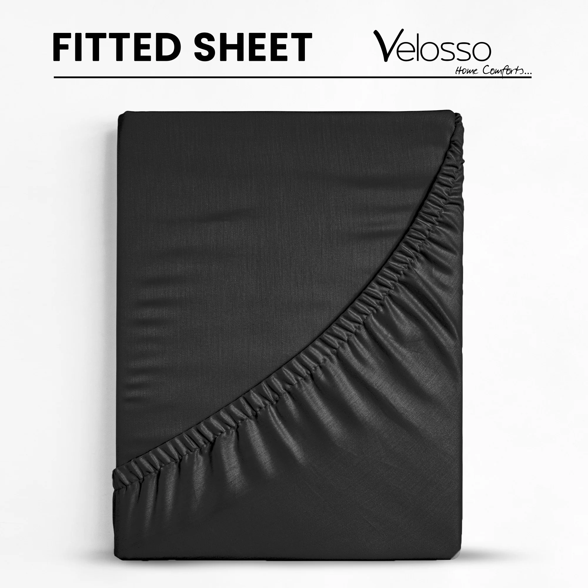 Velosso Super Soft Plain Black Microfibre Fitted Sheet - Image 4