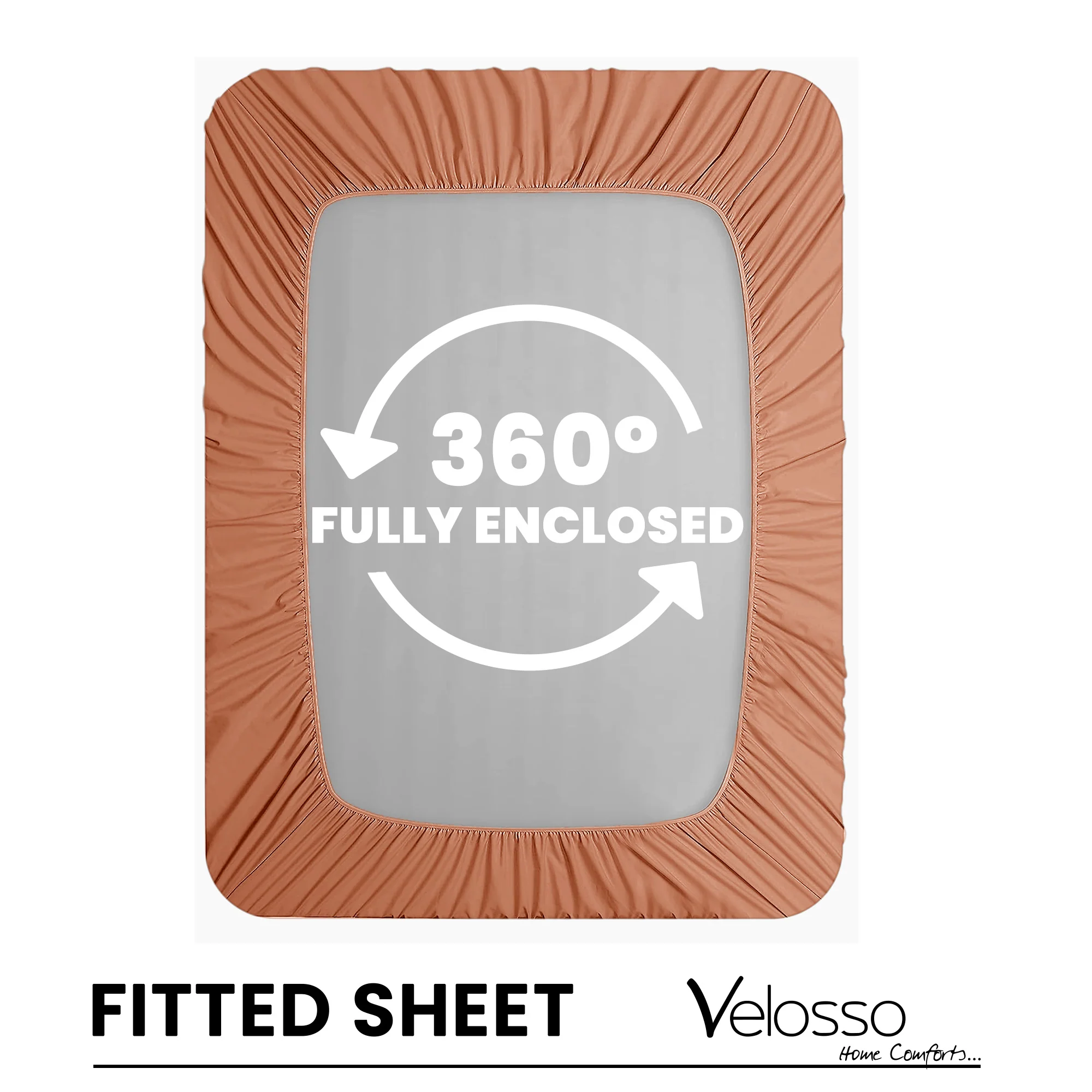 Velosso Super Soft Plain Orange Microfibre Fitted Sheet - Image 4