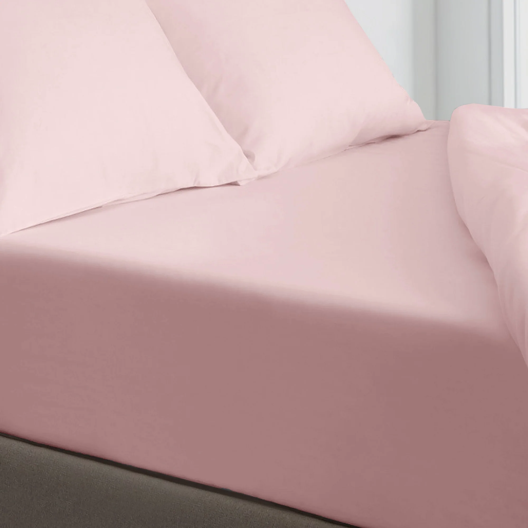 Velosso Super Soft Plain Blush Pink Microfibre Fitted Sheet