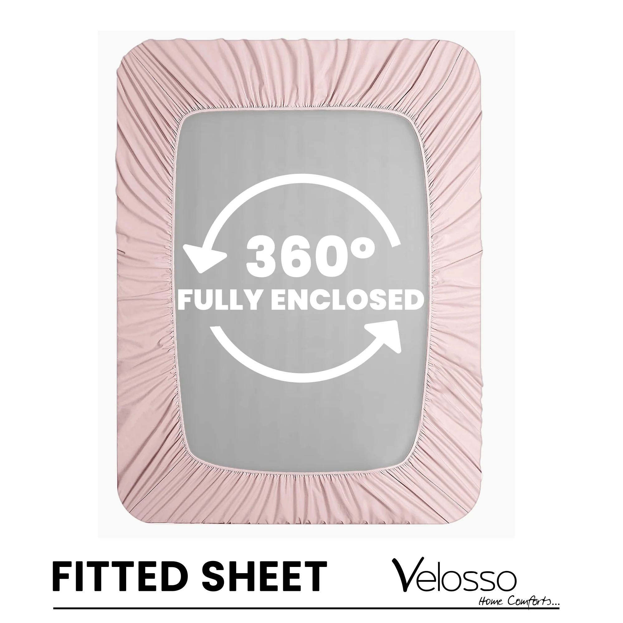 Velosso Super Soft Plain Blush Pink Microfibre Fitted Sheet - Image 3