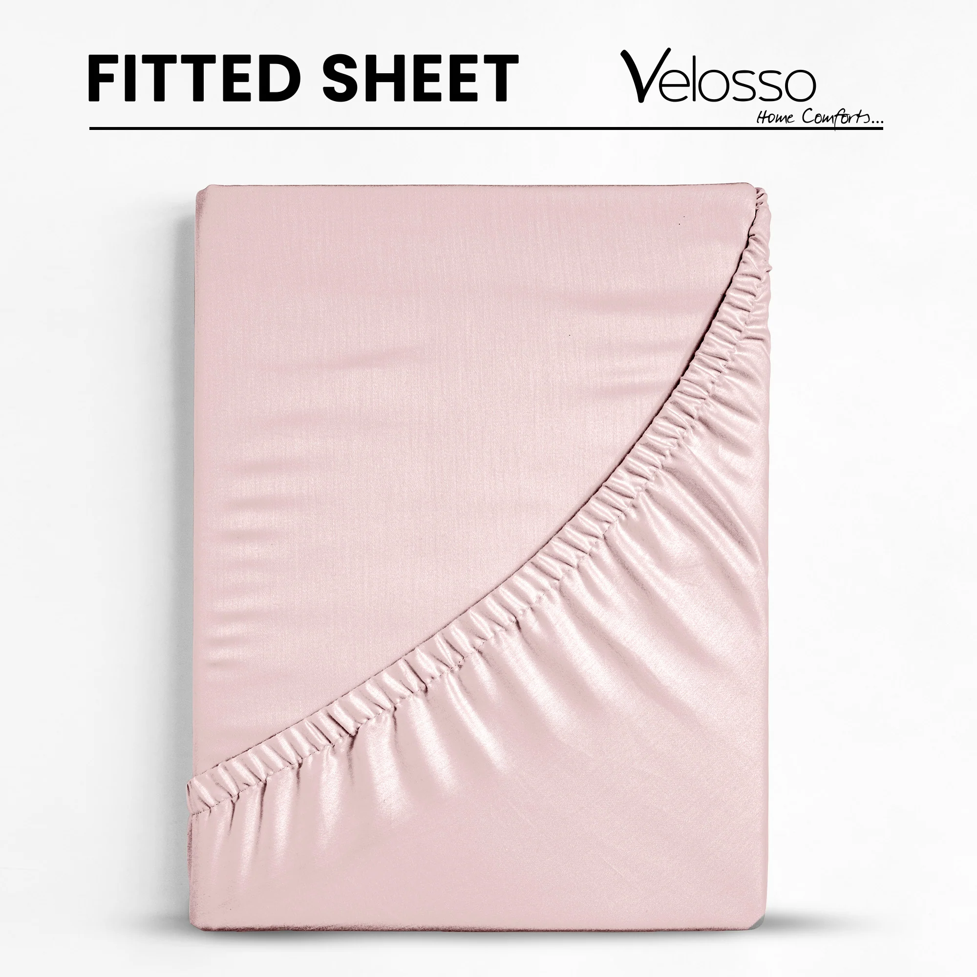 Velosso Super Soft Plain Blush Pink Microfibre Fitted Sheet - Image 4