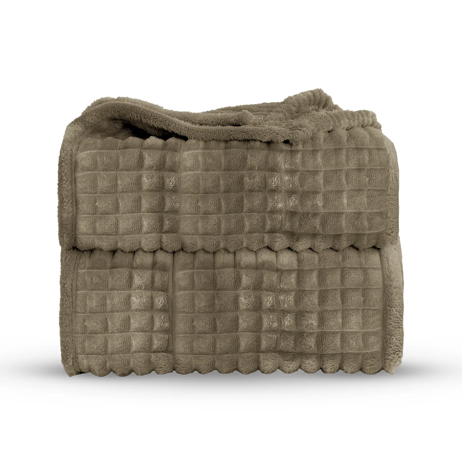 Velosso Super Chunky Waffle Plush Soft Blanket - Mink - Image 2