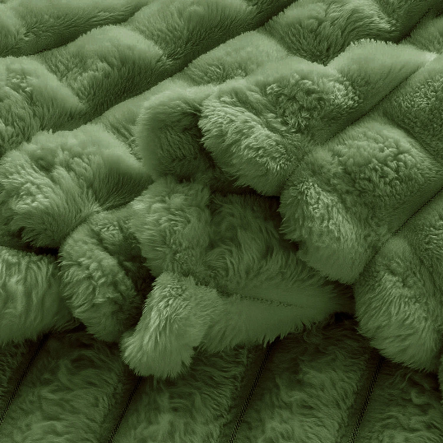 Velosso Super Chunky Waffle Plush Soft Blanket - Olive - Image 4