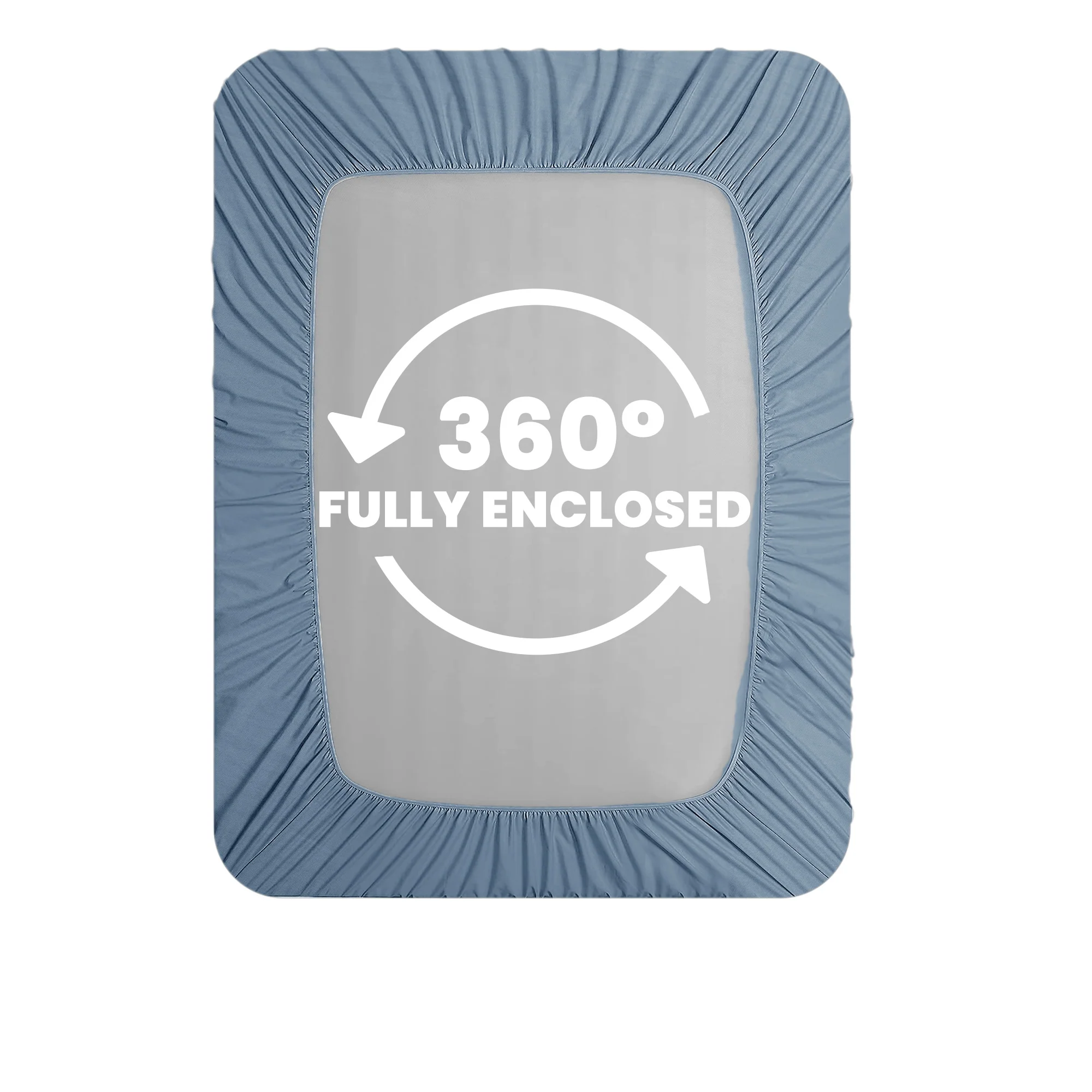 Velosso Washed Linen Look Blue Fitted Sheet - Image 4