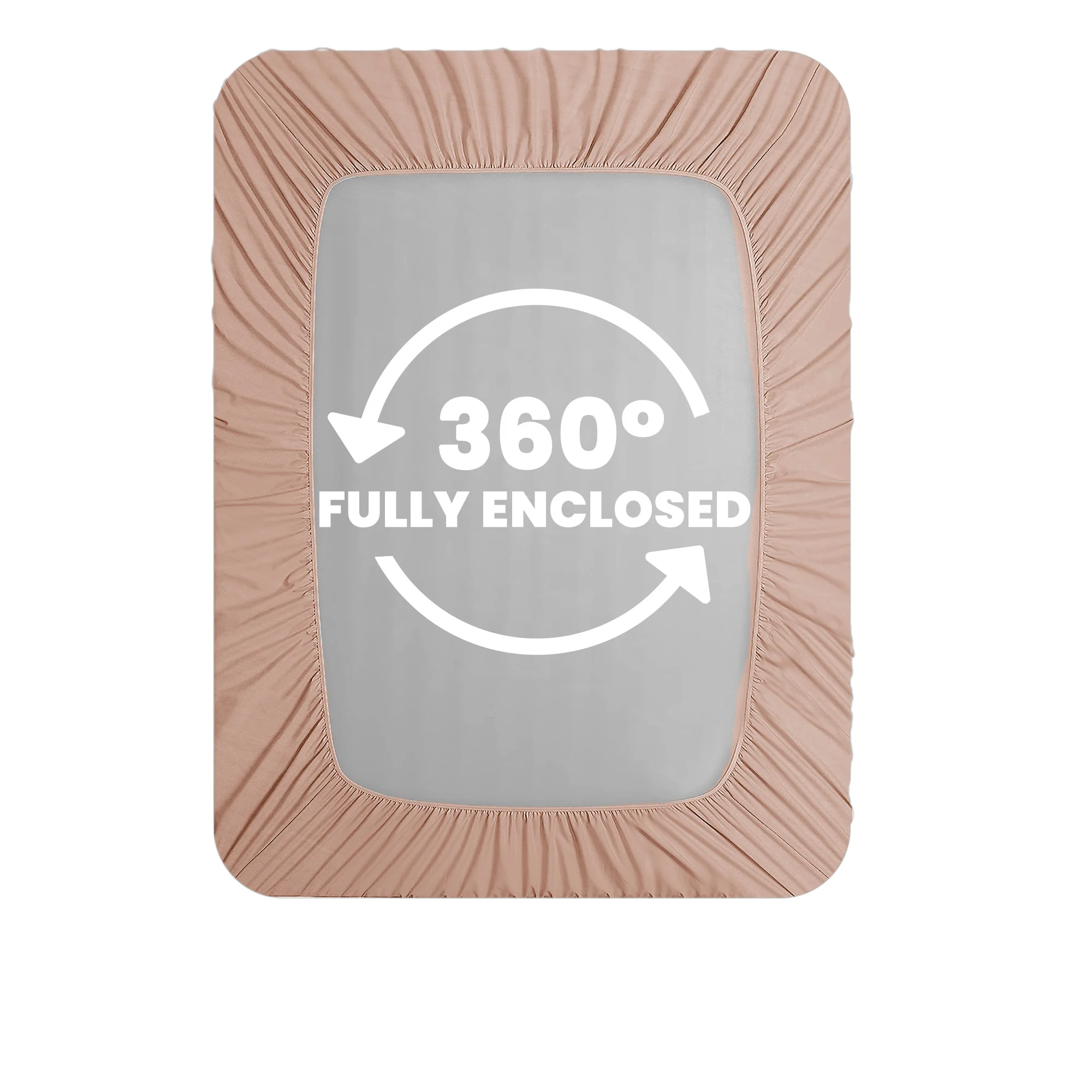 Velosso Washed Linen Look Pink Fitted Sheet - Image 4