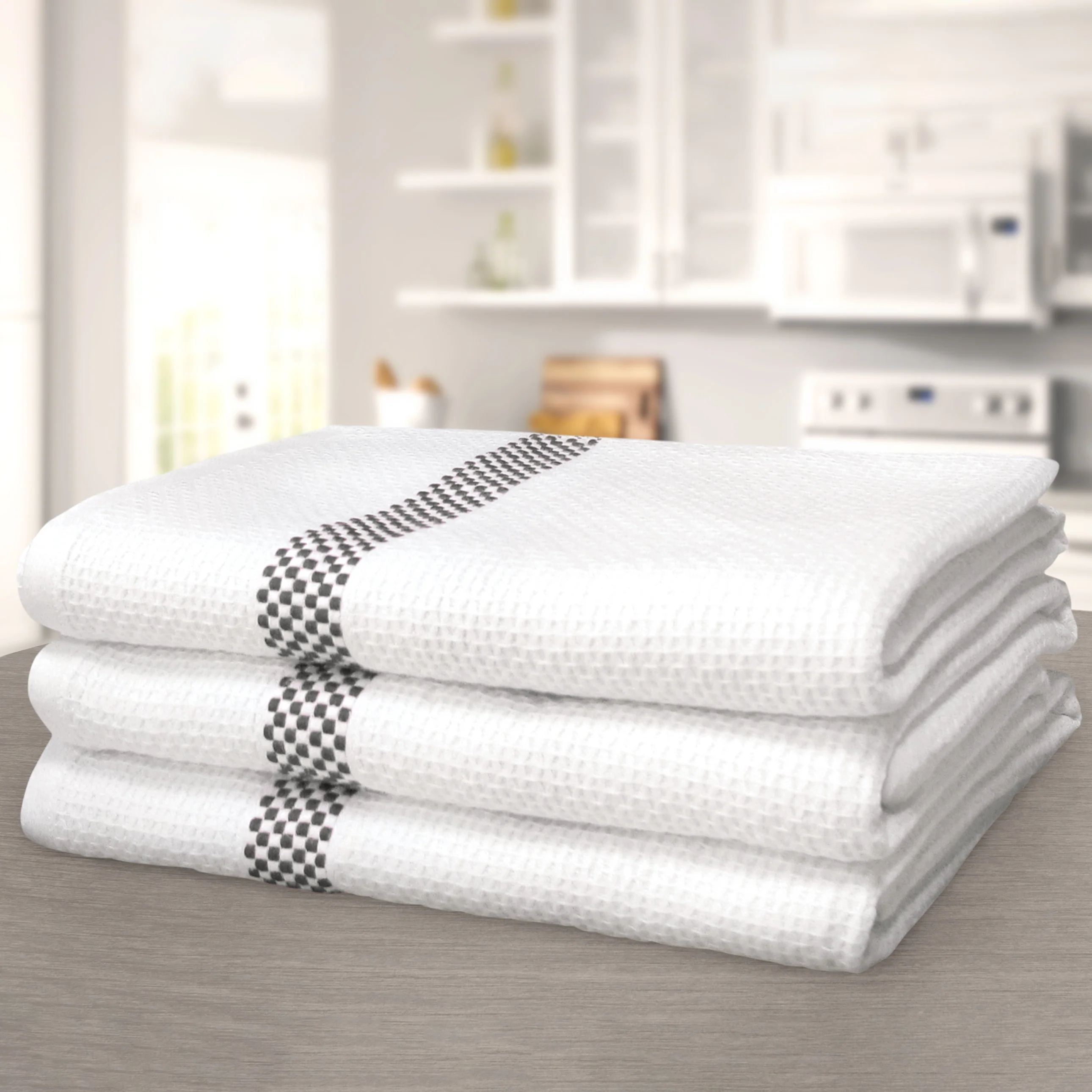 Kitchen Trends Luxury Waffle Check Tea Towel Black