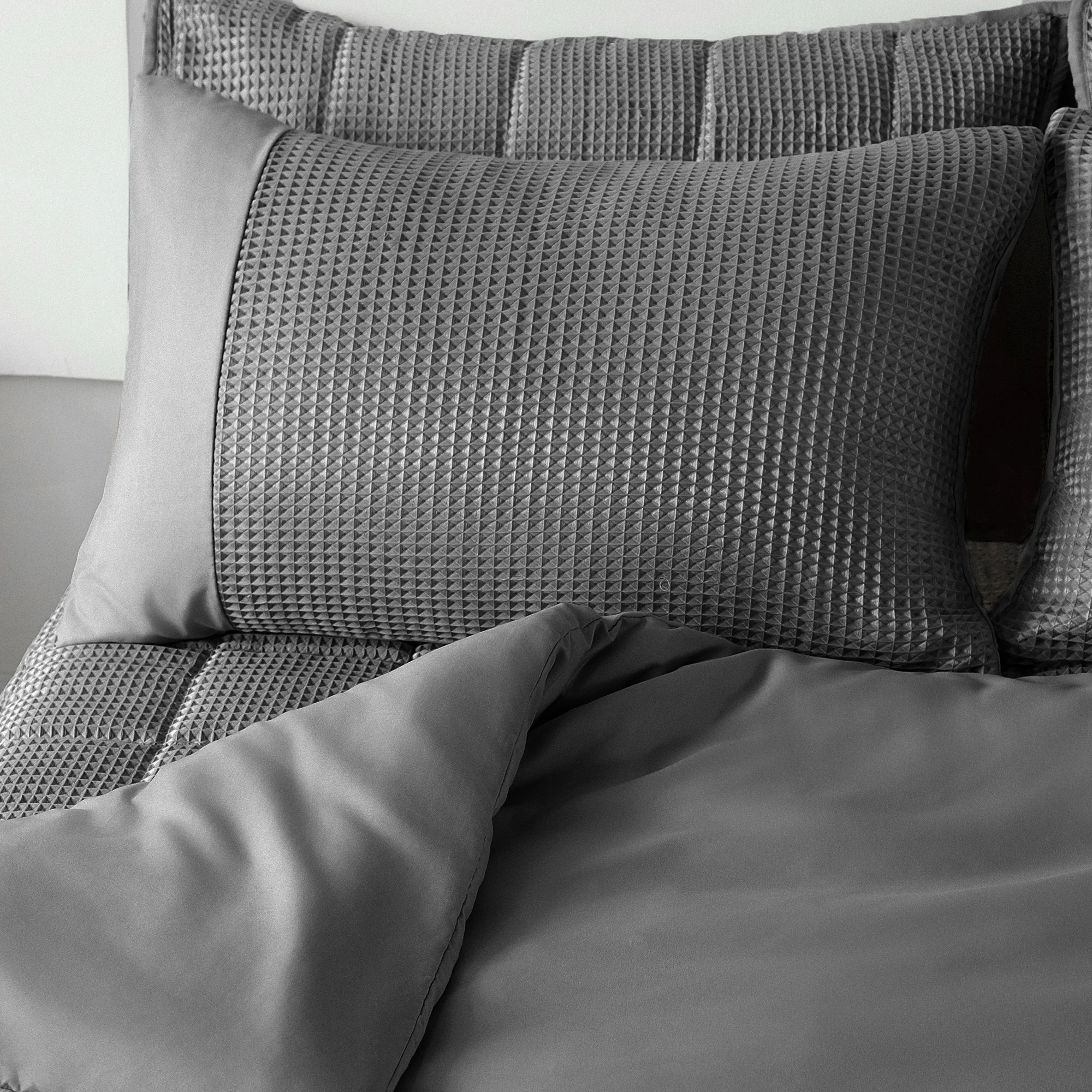 Velosso Waffle Woven Silver Duvet Cover Set - Image 2
