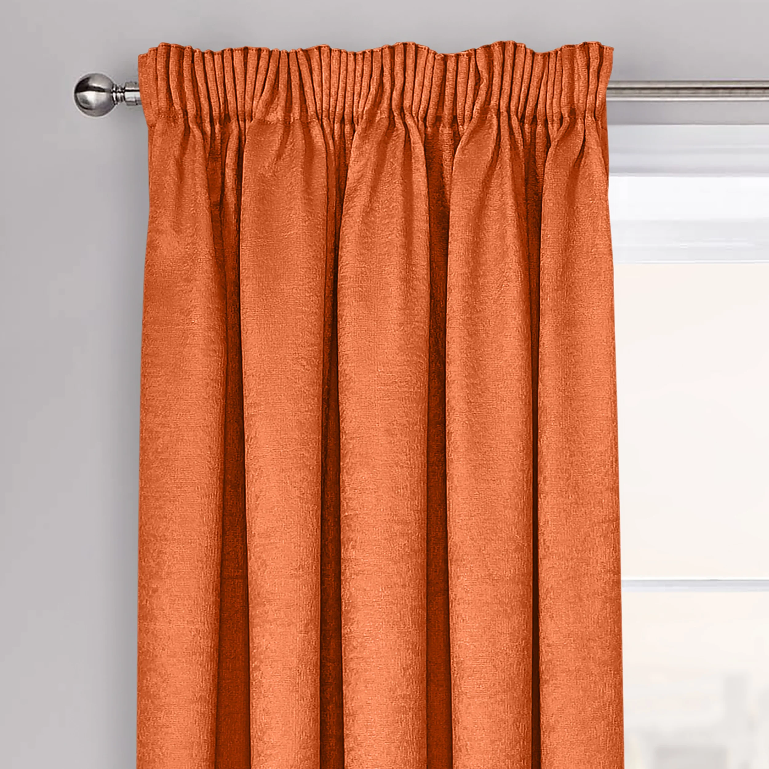 Velosso Westwood Orange Dimout Pencil Pleat Curtains