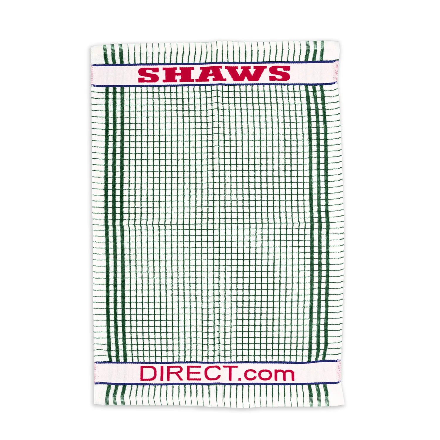 Shaws Large Woven Green Checked Tea Towel - Image 2